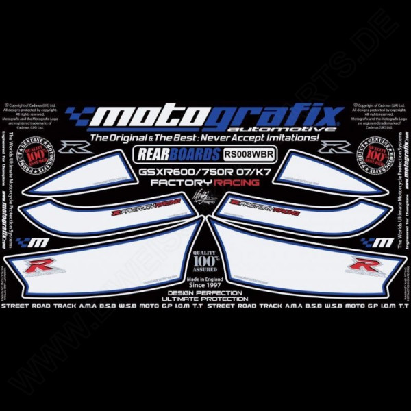 Motografix Stone Chip Protection tail Suzuki GSX-R 600 / 750 2006-2007 RS008WBR