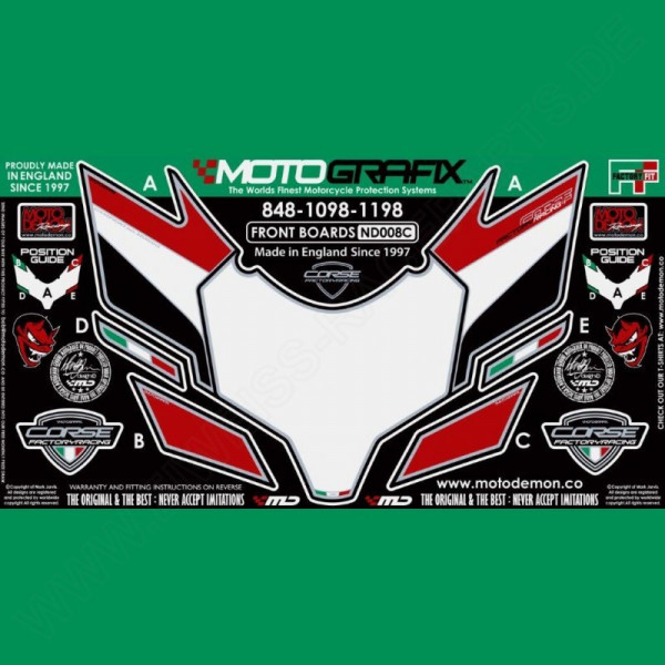 Motografix Stone Chip Protection front Ducati 848 / 1098 / 1198 ND008C