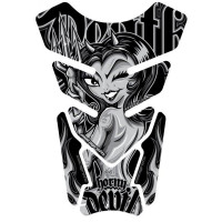 Motografix Horny Devil Silver / Black 3D Gel Tank Pad Protector Motografix Horny Devil Silver / Black 3D Gel Tank Pad Protector