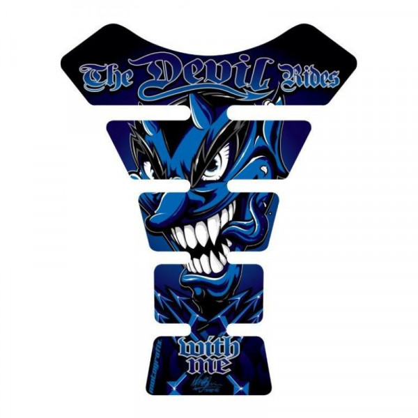 Motografix The Devil Rides With Me Blue 3D Gel Tank Pad Protector ST056B